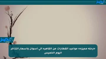 «رحلة مميزة» مواعيد القطارات من القاهرة إلى أسوان وأسعار التذاكر اليوم الخميس